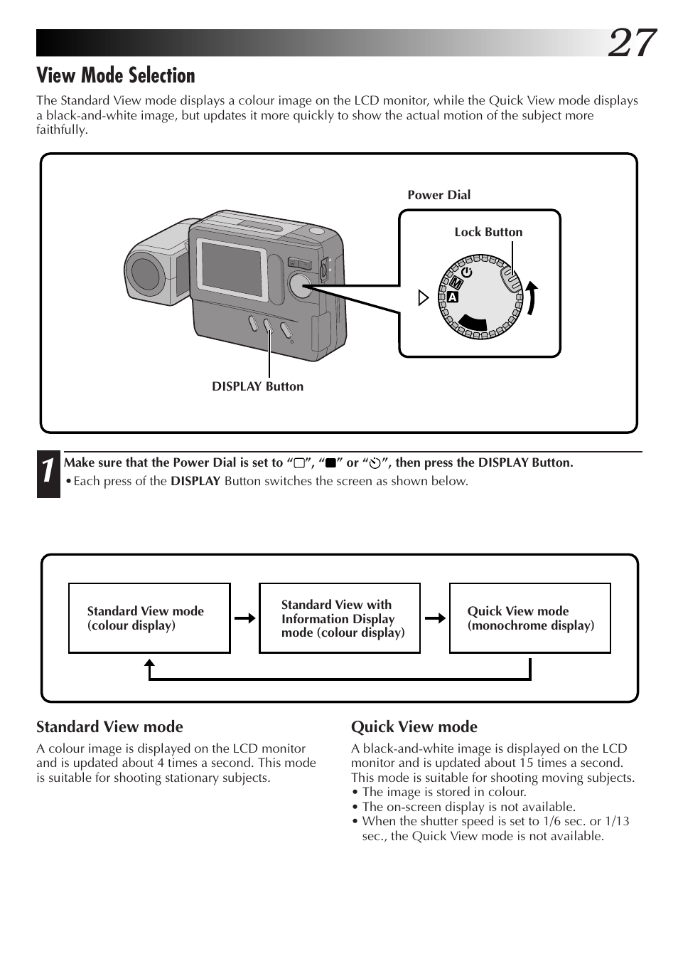 View mode selection | JVC GC-S1 User Manual | Page 27 / 68