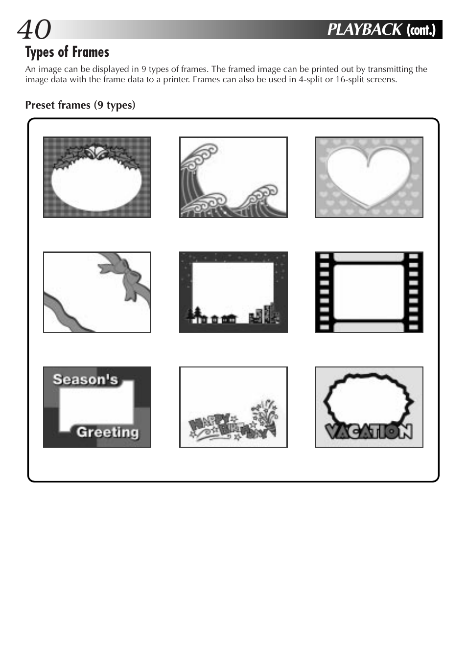 Playback | JVC GC-S1 User Manual | Page 40 / 68