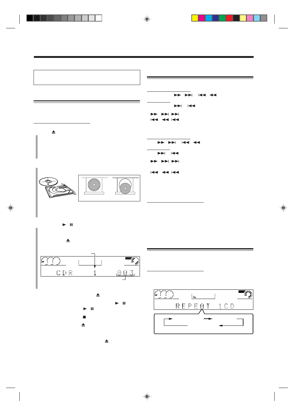 Playing back a disc—normal play, Basic disc operations, Repeating tracks—repeat play | JVC CA-NXCDR7R User Manual | Page 35 / 64