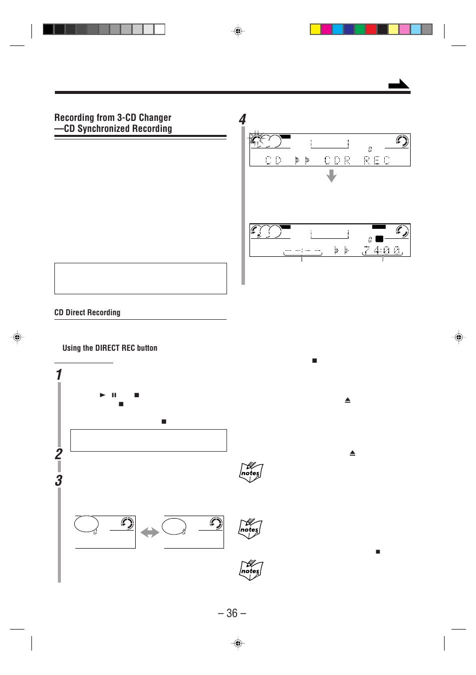 Cd direct recording, Using the direct rec button | JVC CA-NXCDR7R User Manual | Page 41 / 64