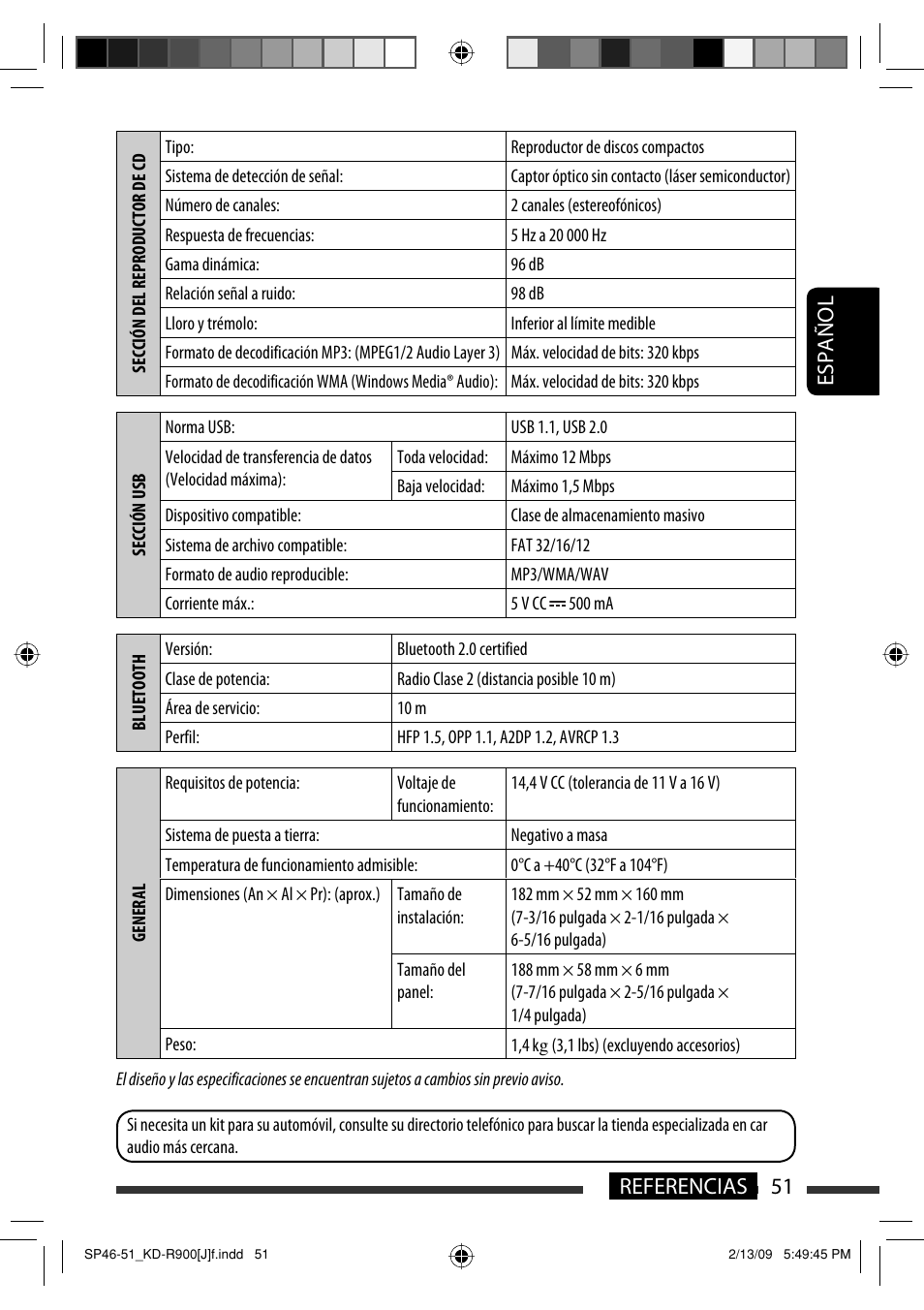 51 español referencias | JVC KD-R900 User Manual | Page 101 / 151