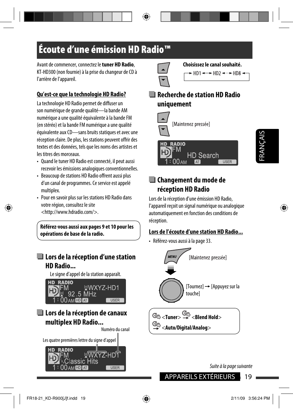 Écoute d’une émission hd radio | JVC KD-R900 User Manual | Page 119 / 151