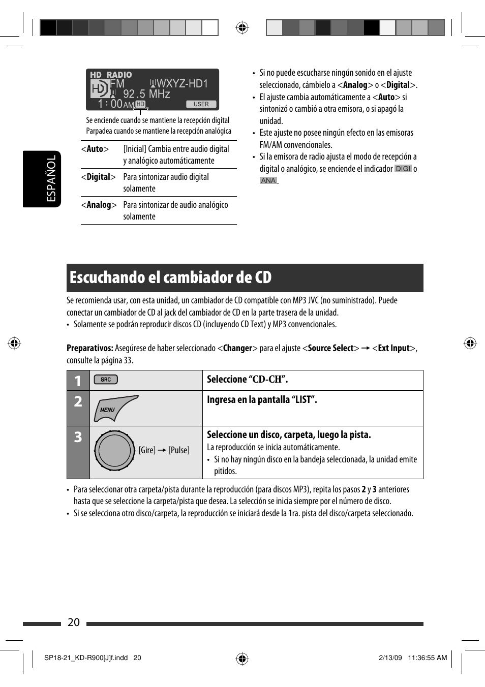 Escuchando el cambiador de cd | JVC KD-R900 User Manual | Page 70 / 151