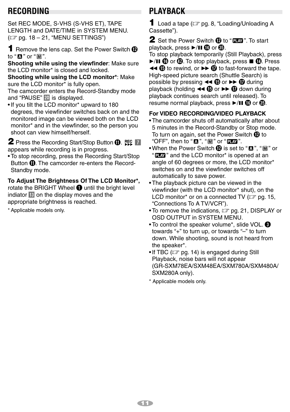 Recording, Playback | JVC 1001MKV*UN*SN User Manual | Page 11 / 32