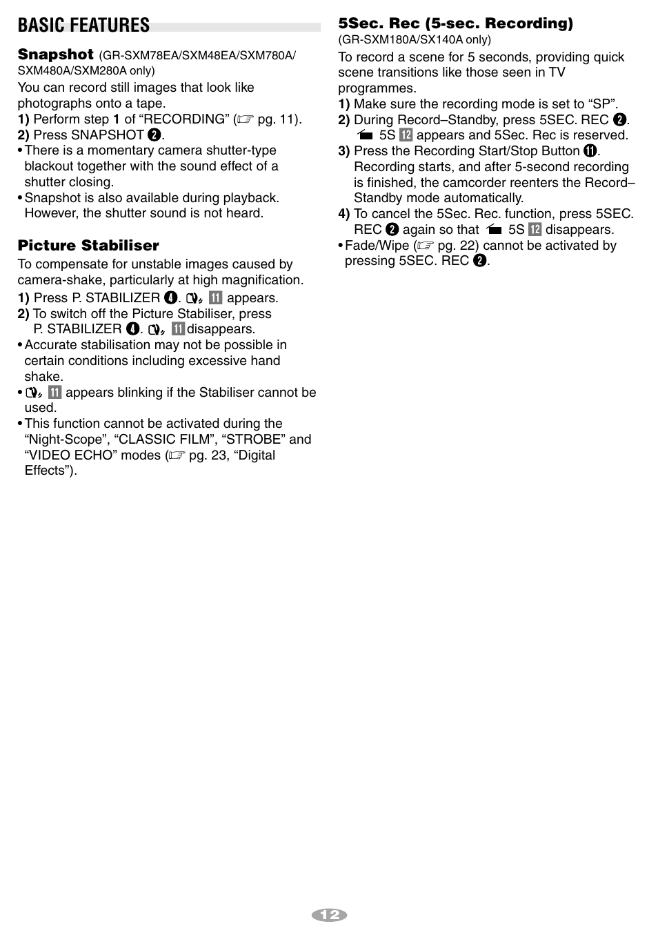 Basic features | JVC 1001MKV*UN*SN User Manual | Page 12 / 32