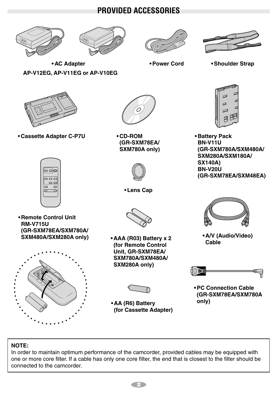 Provided accessories | JVC 1001MKV*UN*SN User Manual | Page 2 / 32