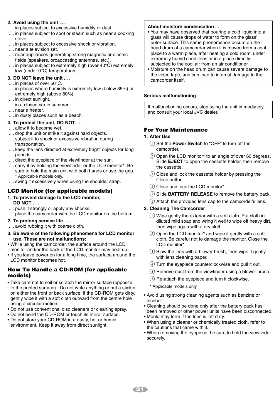 JVC 1001MKV*UN*SN User Manual | Page 31 / 32