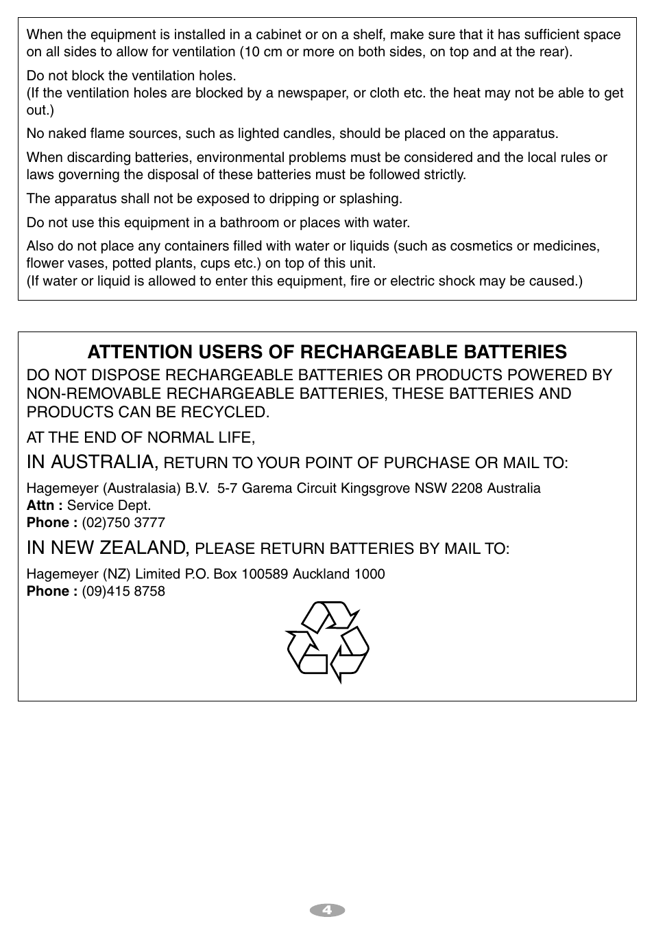 Attention users of rechargeable batteries | JVC 1001MKV*UN*SN User Manual | Page 4 / 32