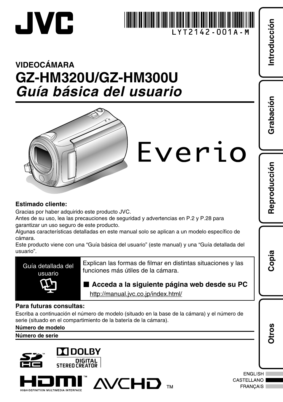 Castellano | JVC Everio GZ-HM300U User Manual | Page 33 / 96