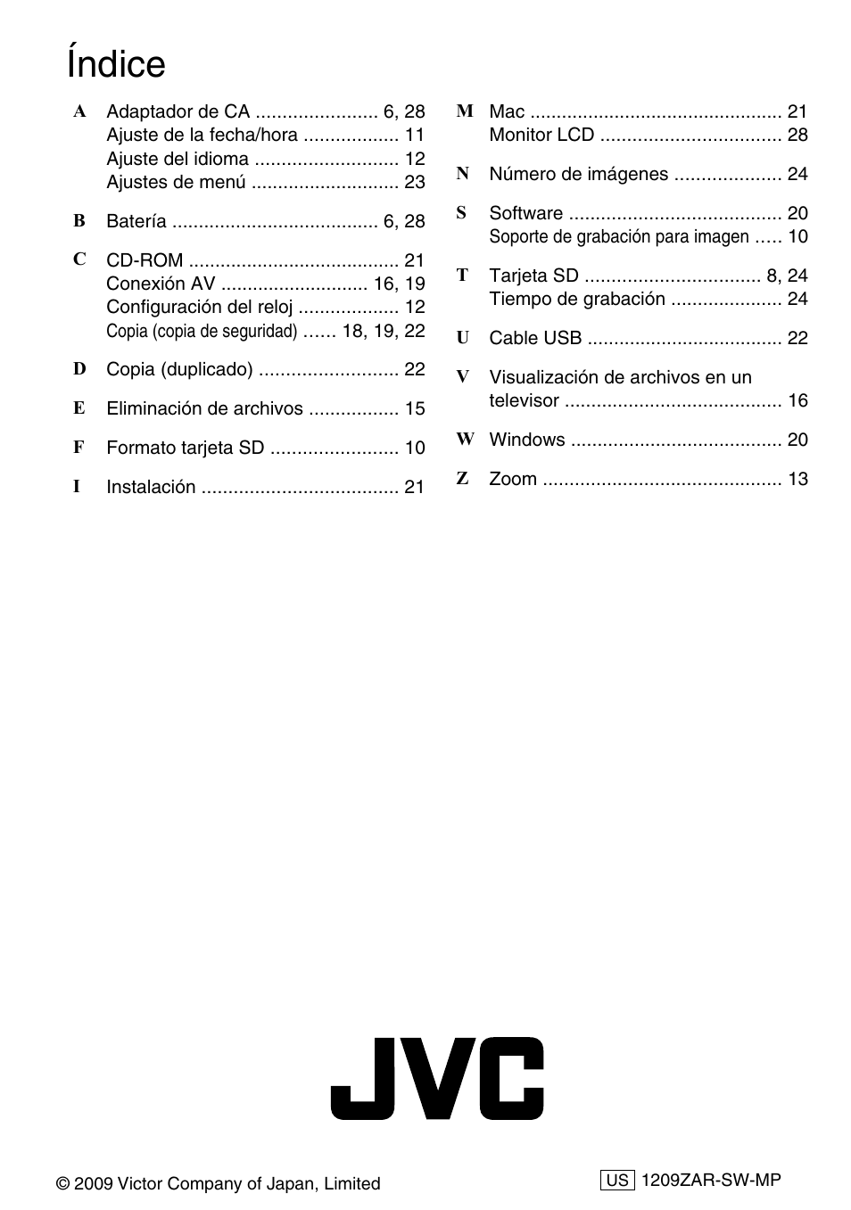 Índice | JVC Everio GZ-HM300U User Manual | Page 64 / 96