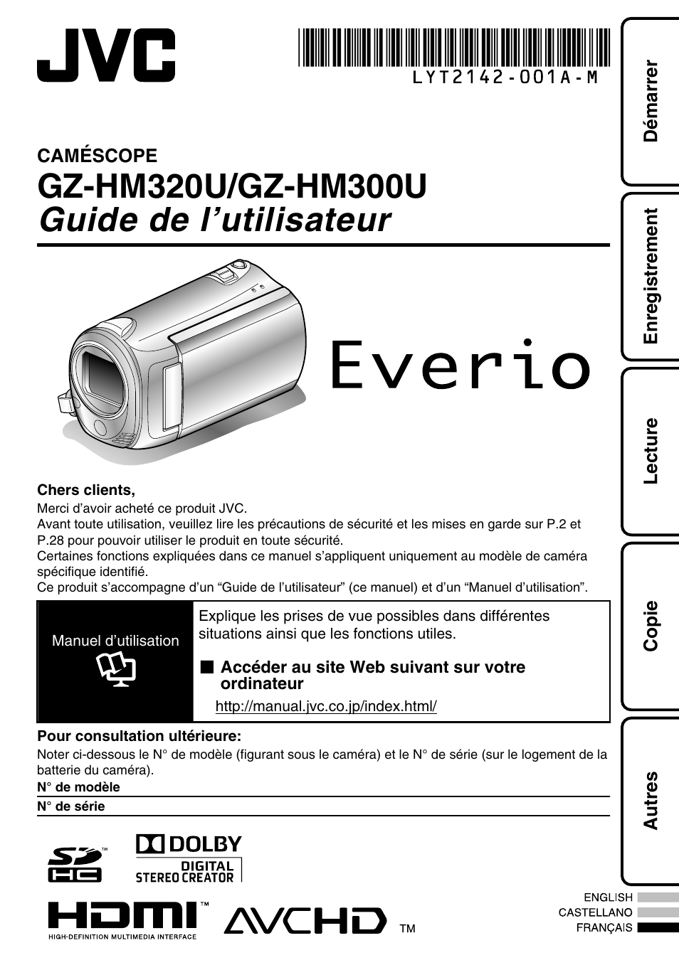 Français | JVC Everio GZ-HM300U User Manual | Page 65 / 96