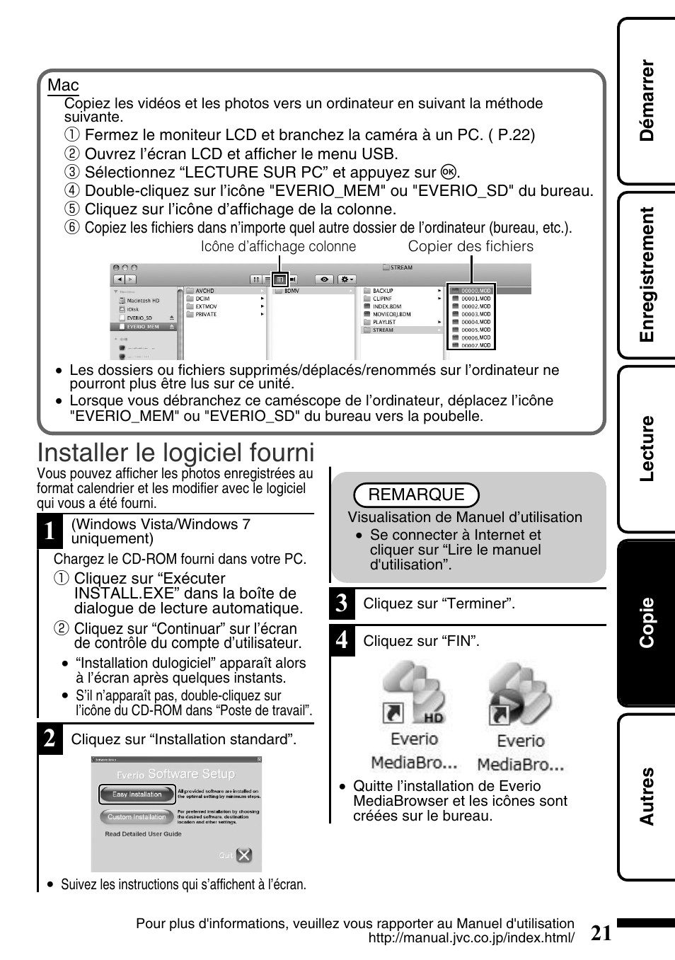 Installer le logiciel fourni | JVC Everio GZ-HM300U User Manual | Page 85 / 96