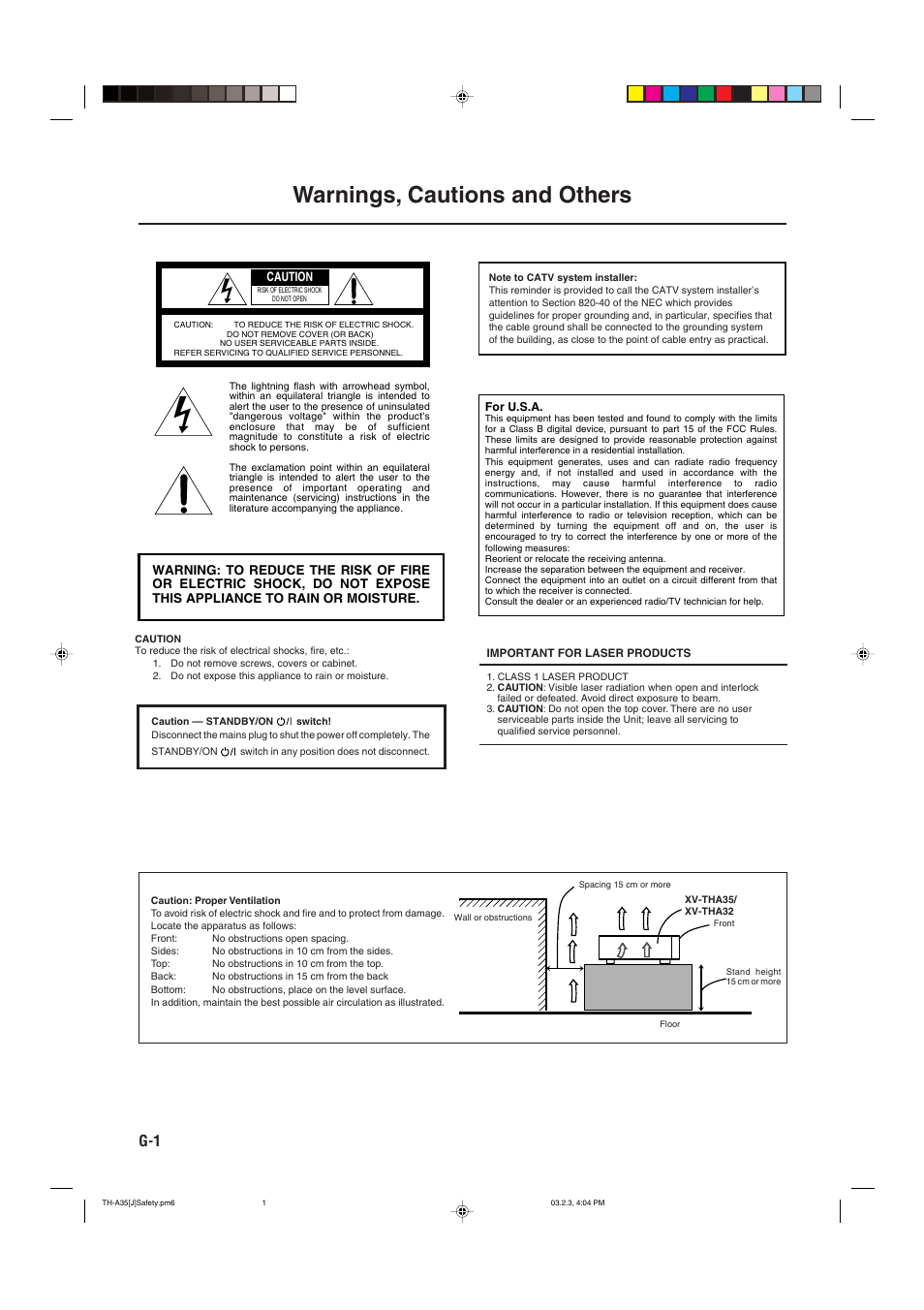 Warnings, cautions and others | JVC TH-A32 User Manual | Page 2 / 65