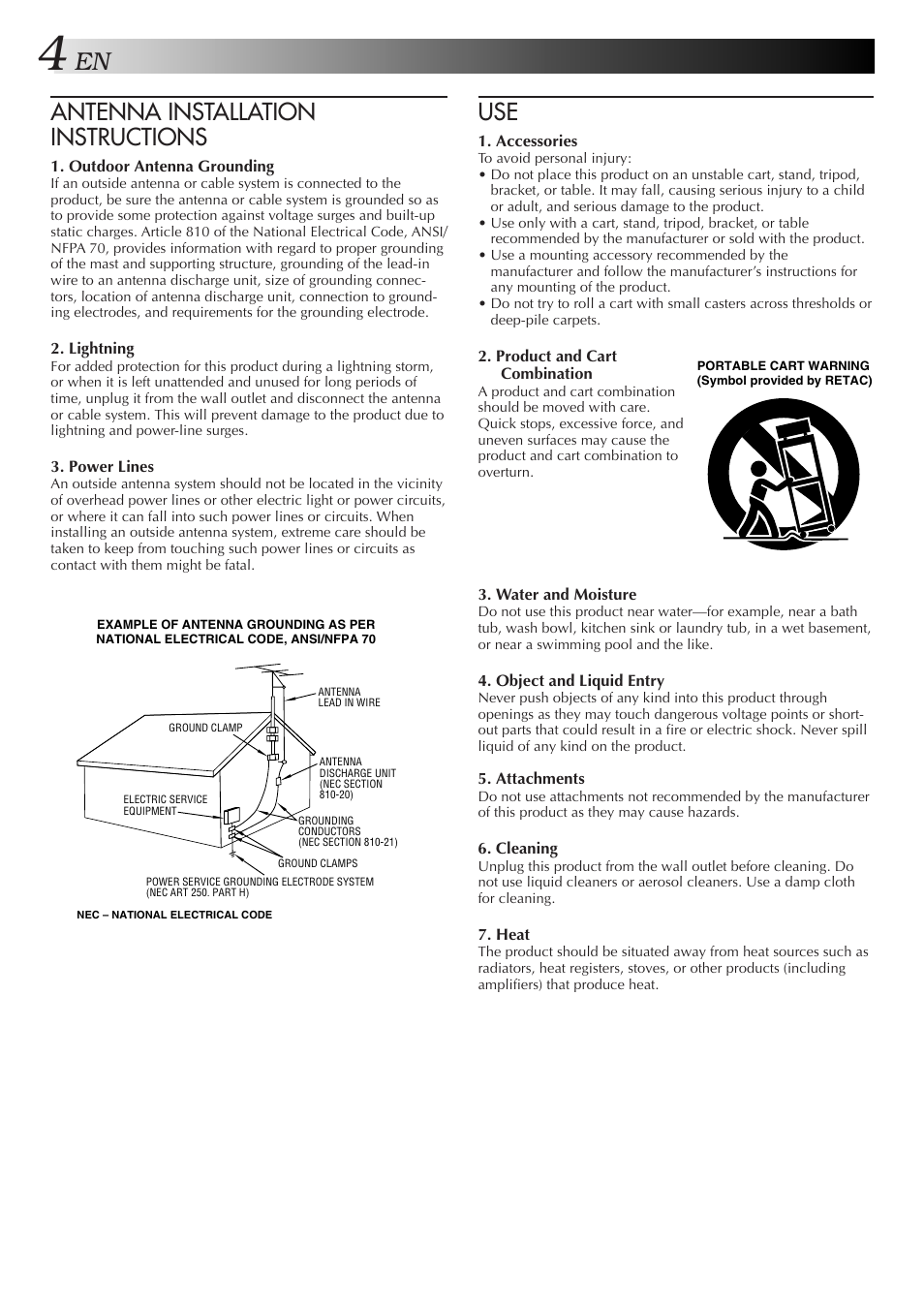 Antenna installation instructions | JVC HM-HDS1U User Manual | Page 4 / 100