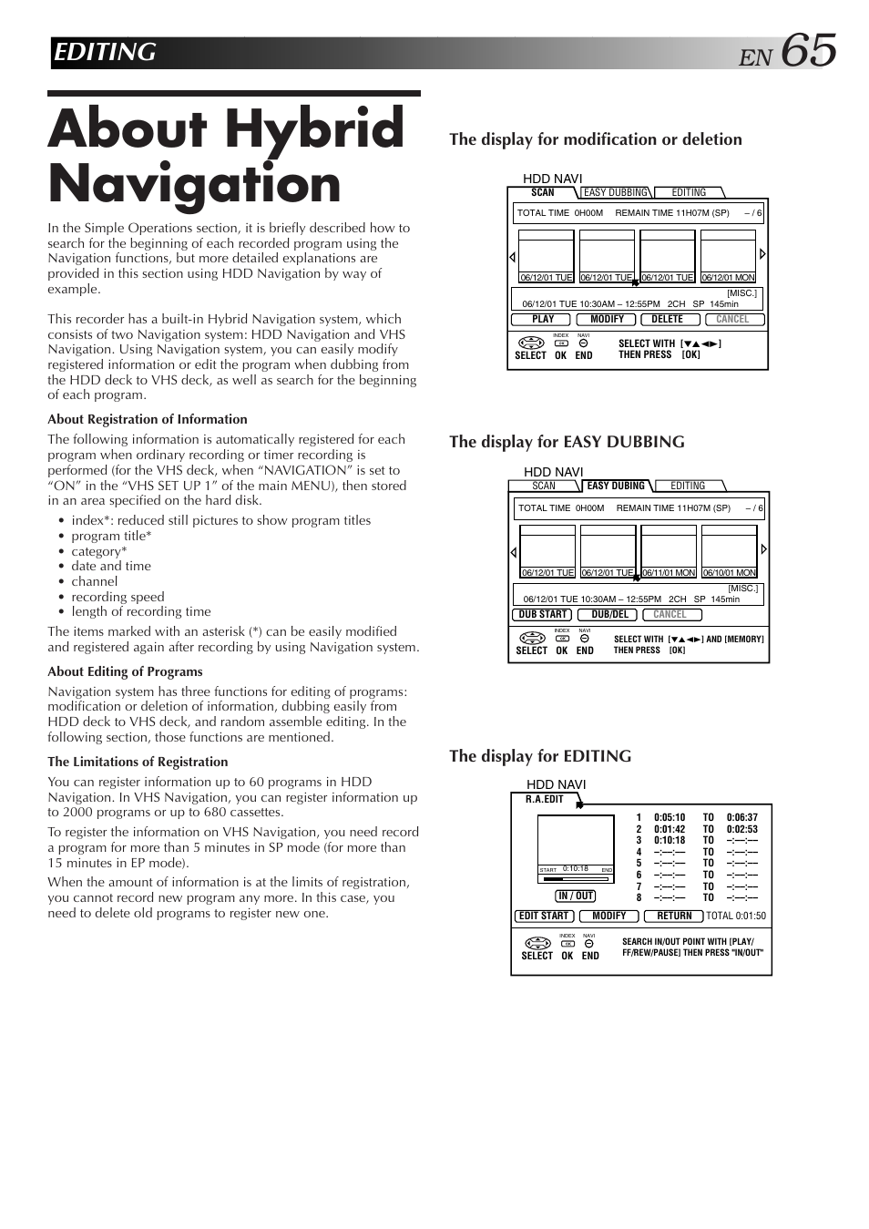 Editing, About hybrid navigation | JVC HM-HDS1U User Manual | Page 65 / 100