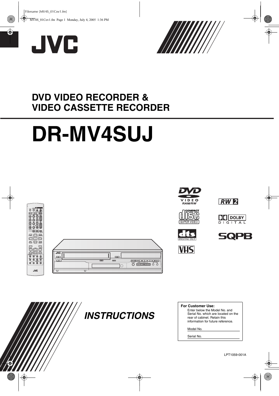 JVC DR-MV4SUJ User Manual | 84 pages