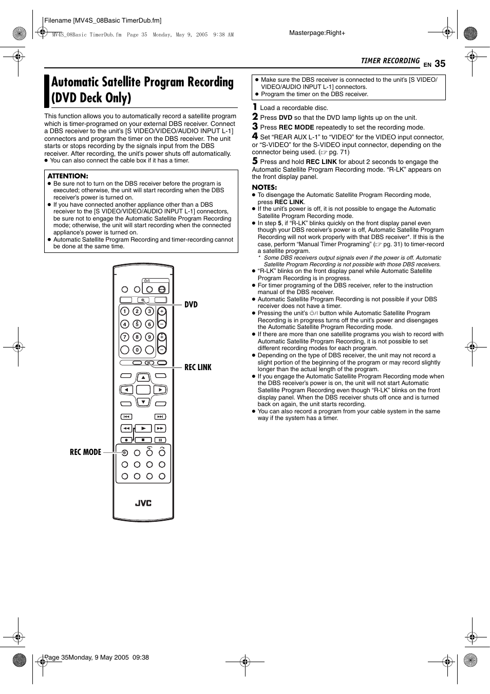 JVC DR-MV4SUJ User Manual | Page 35 / 84