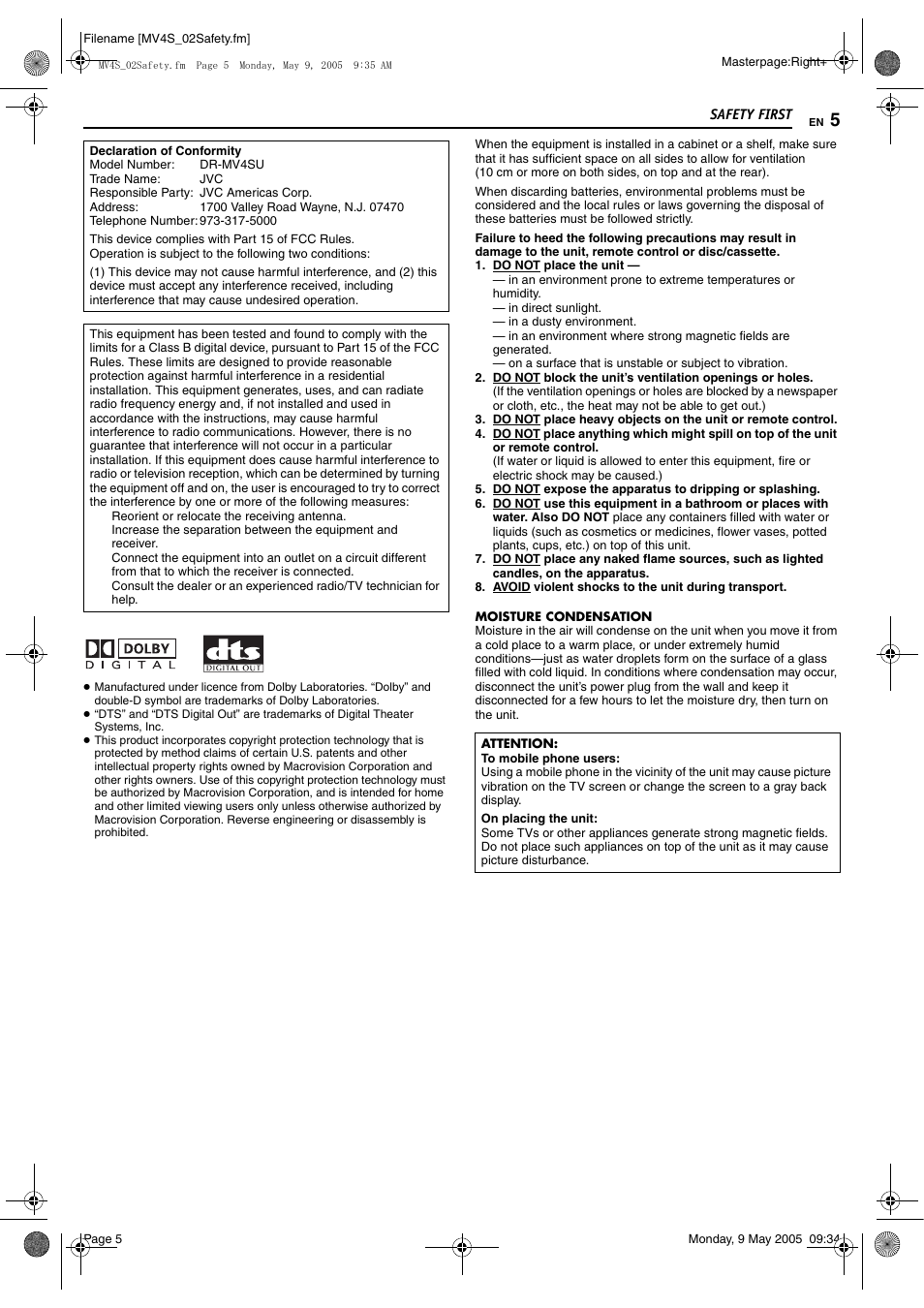 JVC DR-MV4SUJ User Manual | Page 5 / 84