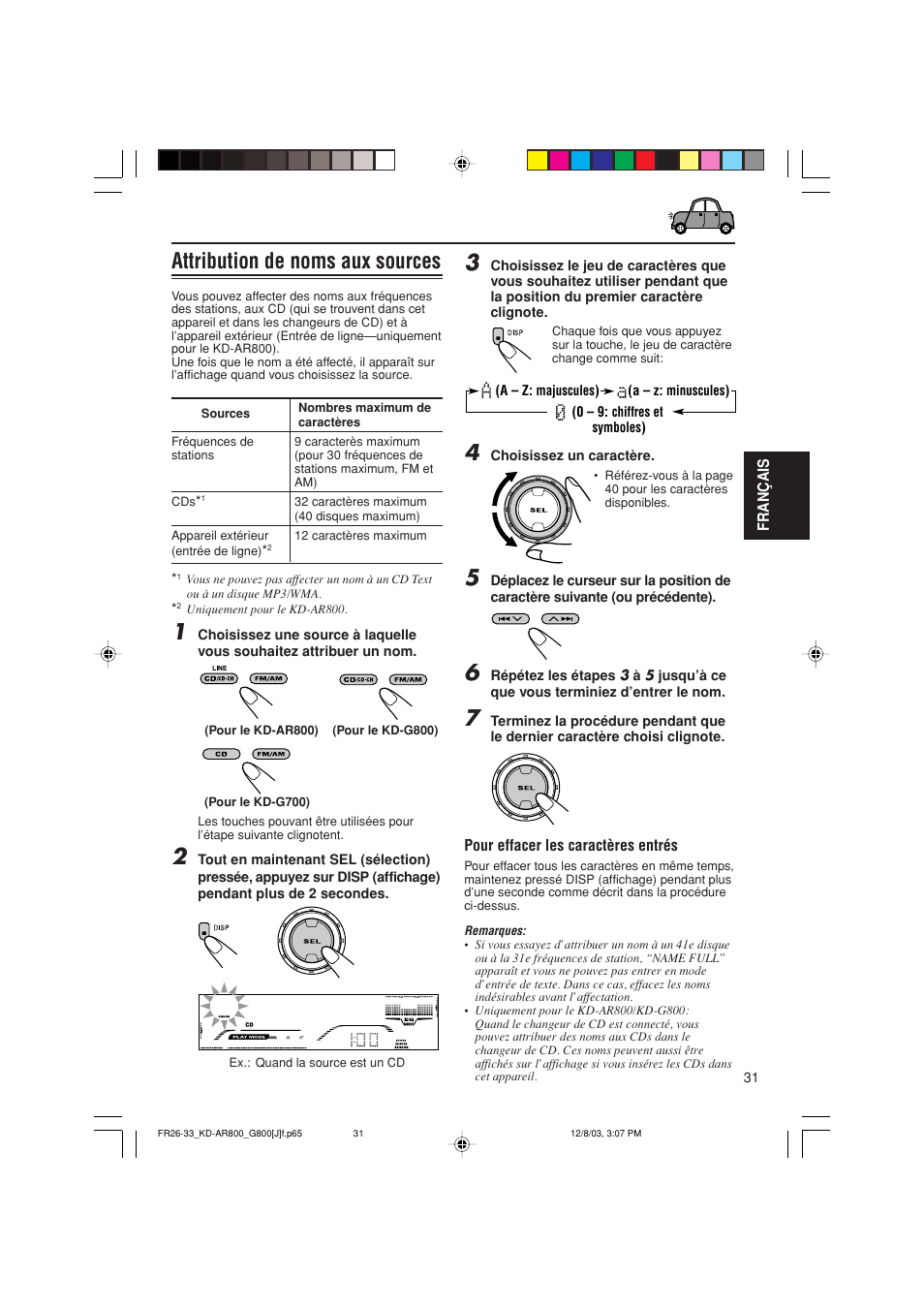 Attribution de noms aux sources | JVC KD-AR800J User Manual | Page 119 / 135