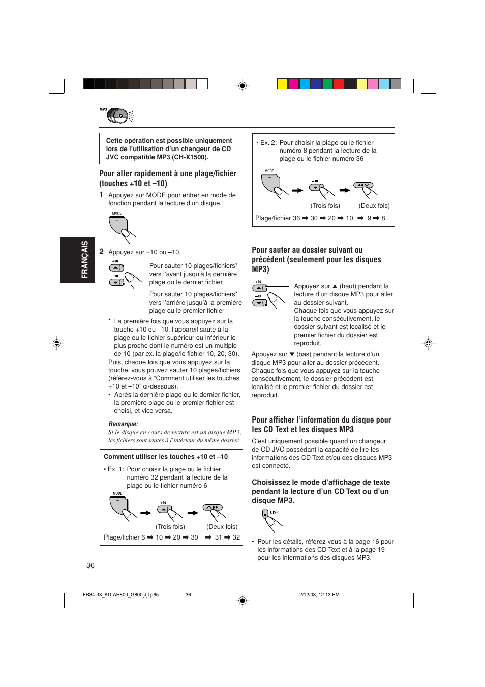 Français | JVC KD-AR800J User Manual | Page 124 / 135