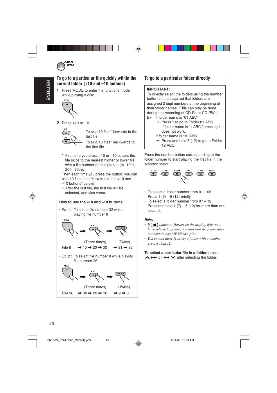 English | JVC KD-AR800J User Manual | Page 20 / 135