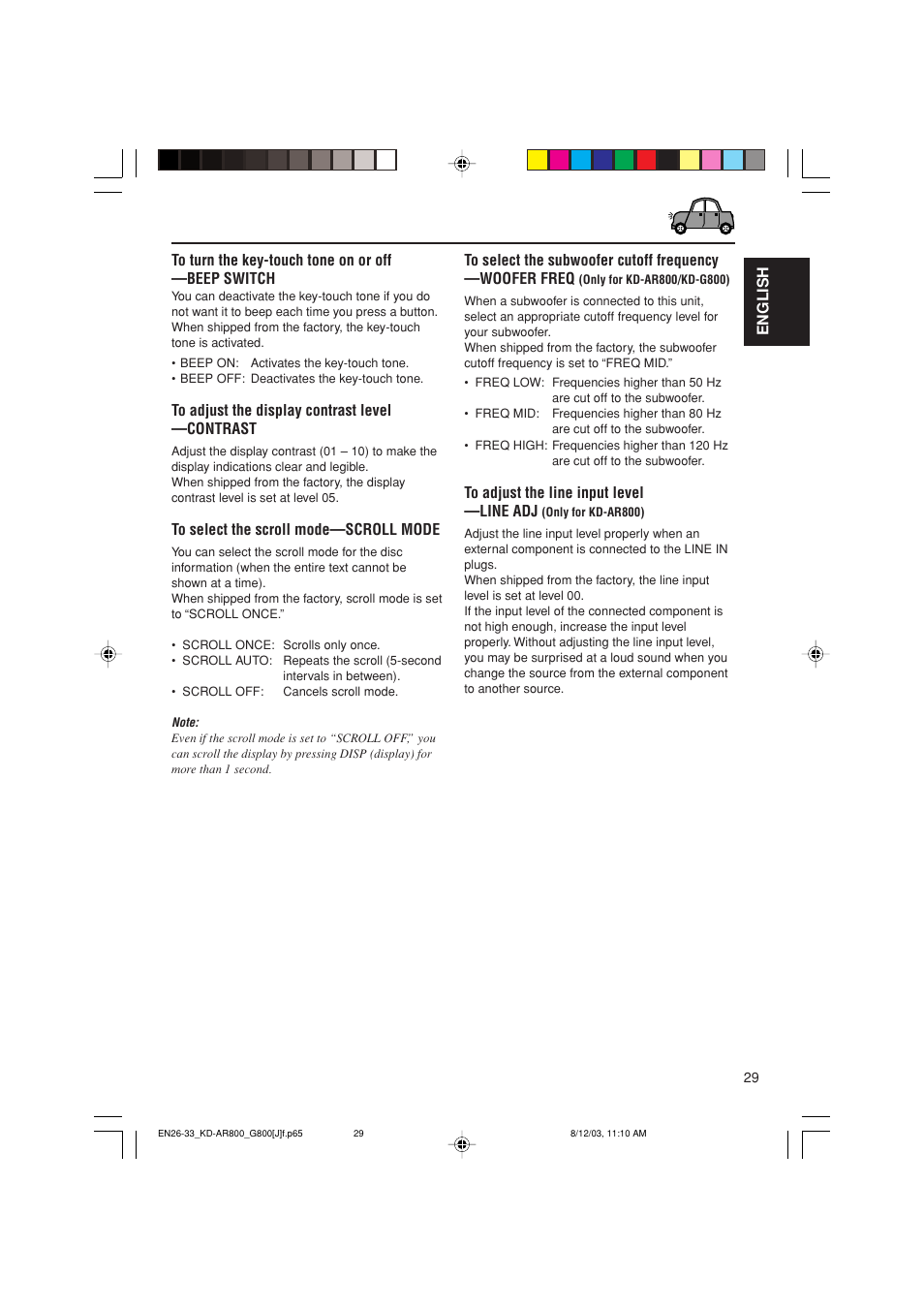 JVC KD-AR800J User Manual | Page 29 / 135