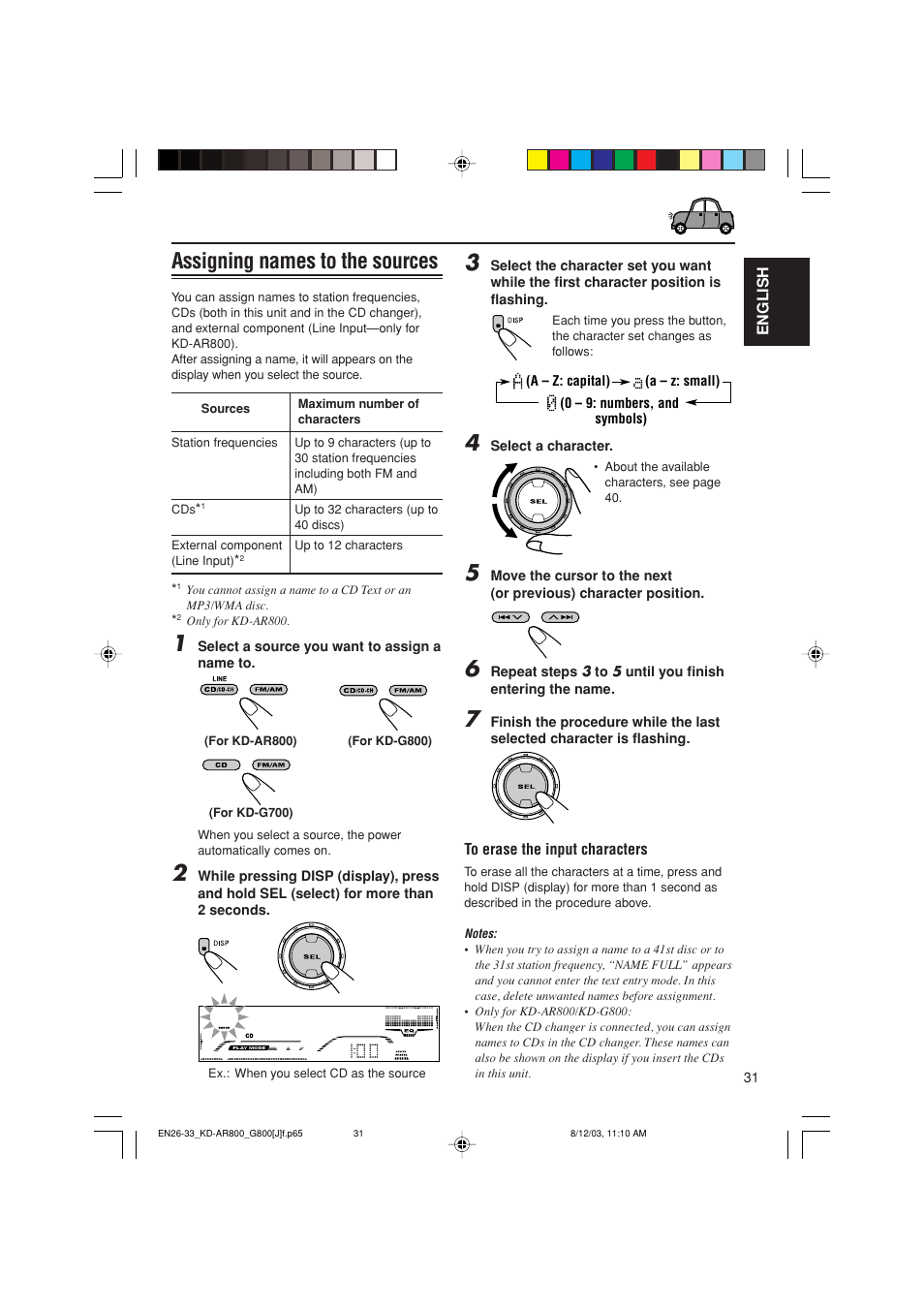 Assigning names to the sources | JVC KD-AR800J User Manual | Page 31 / 135