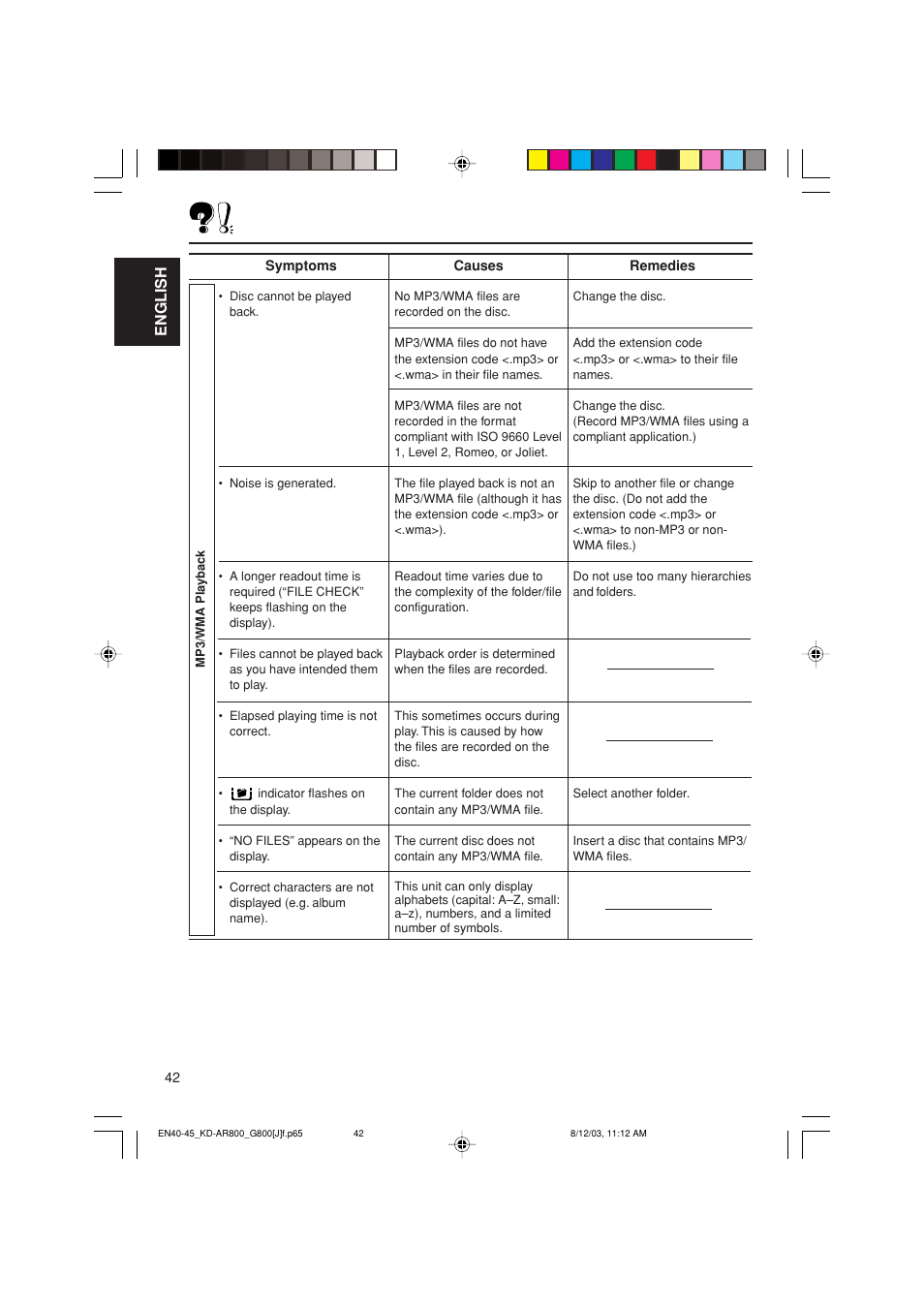 English | JVC KD-AR800J User Manual | Page 42 / 135