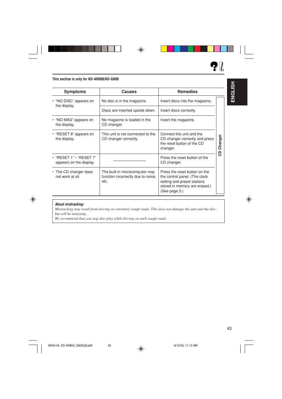 English | JVC KD-AR800J User Manual | Page 43 / 135