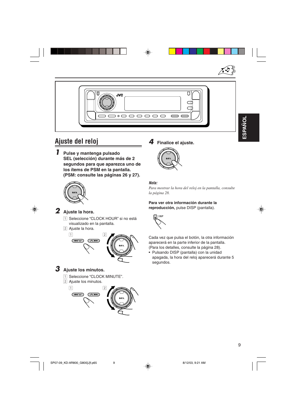 Ajuste del reloj 1 | JVC KD-AR800J User Manual | Page 53 / 135