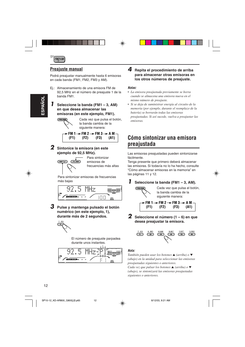 Cómo sintonizar una emisora preajustada | JVC KD-AR800J User Manual | Page 56 / 135