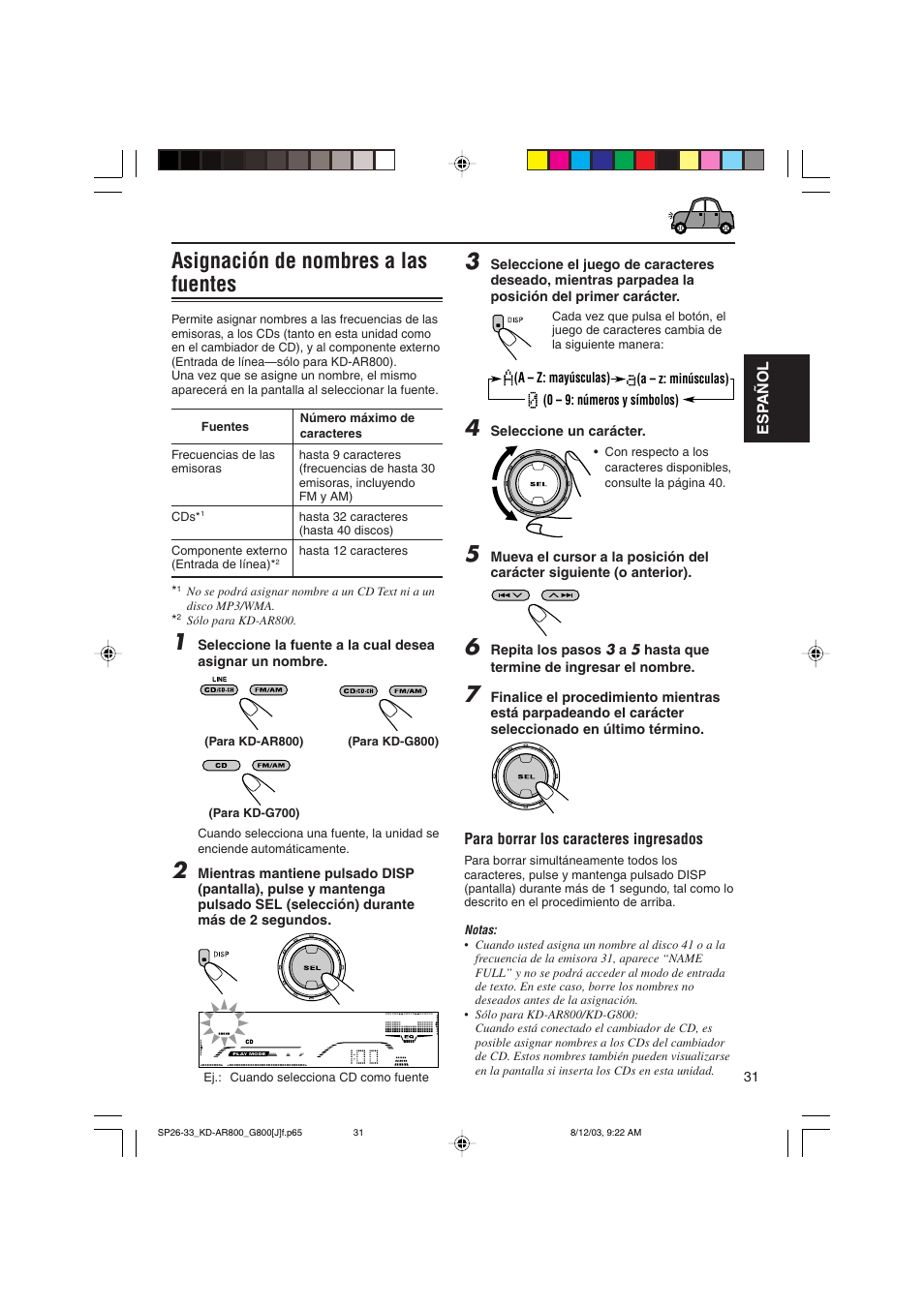 Asignación de nombres a las fuentes | JVC KD-AR800J User Manual | Page 75 / 135