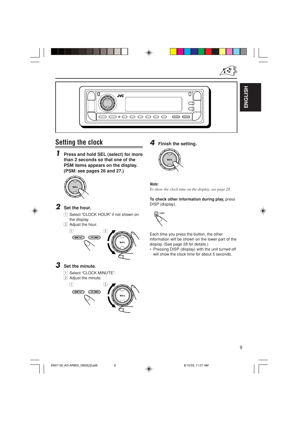 Setting the clock 1 | JVC KD-AR800J User Manual | Page 9 / 135