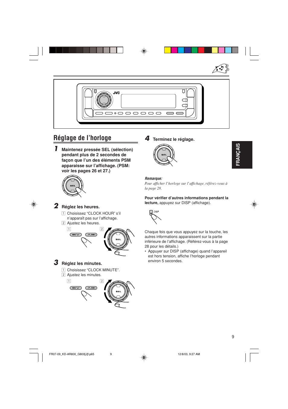 Réglage de l’horloge 1 | JVC KD-AR800J User Manual | Page 97 / 135