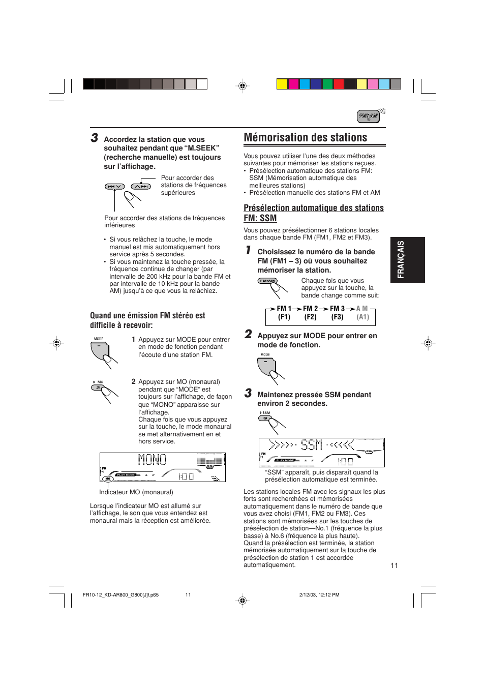 Mémorisation des stations | JVC KD-AR800J User Manual | Page 99 / 135