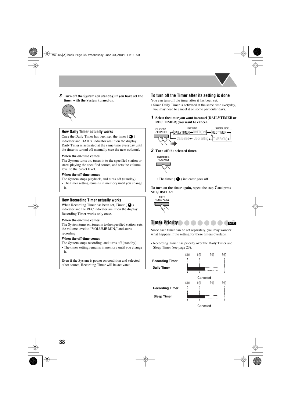 Timer priority | JVC CA-MXJD5 User Manual | Page 42 / 59