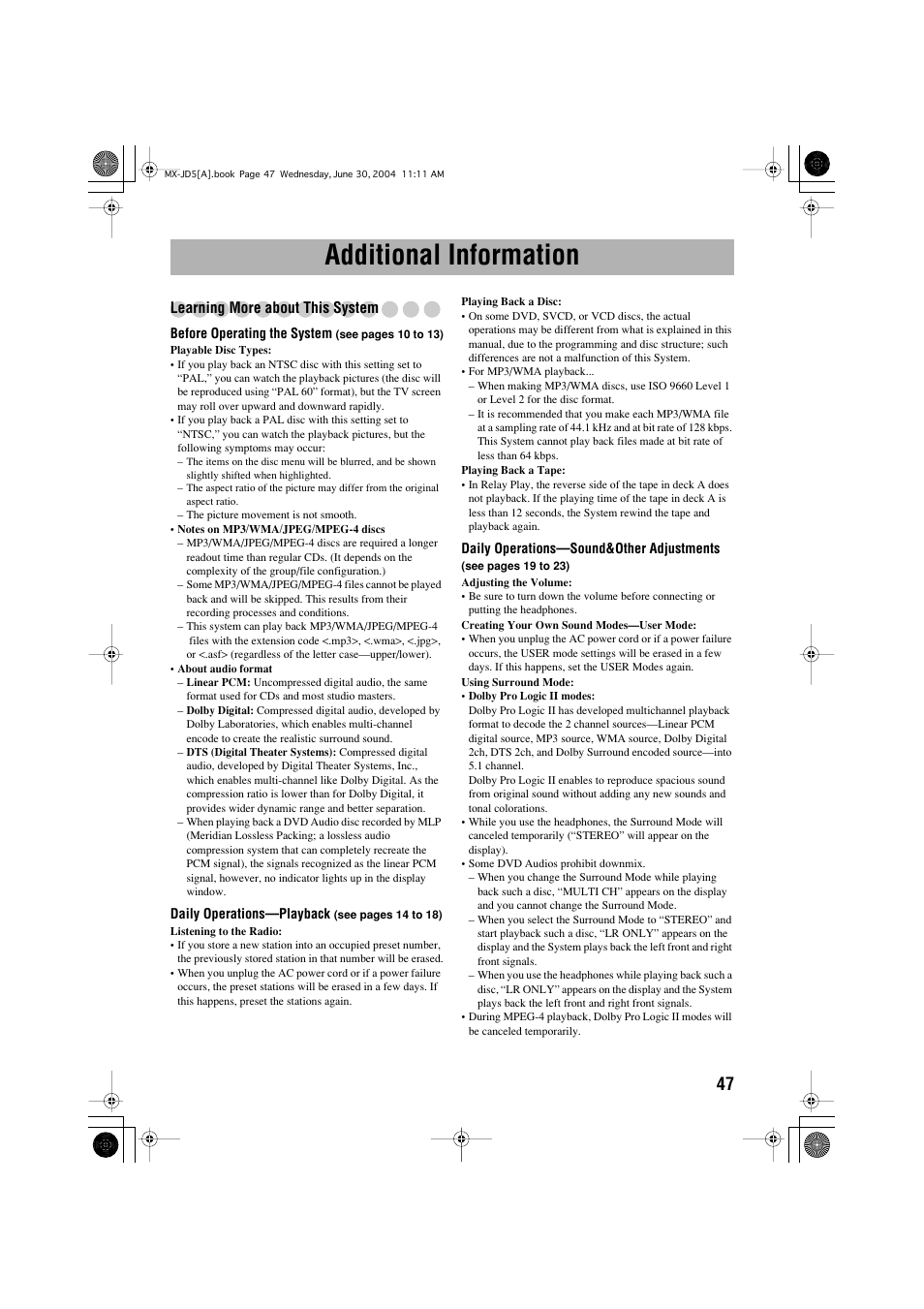 Additional information | JVC CA-MXJD5 User Manual | Page 51 / 59