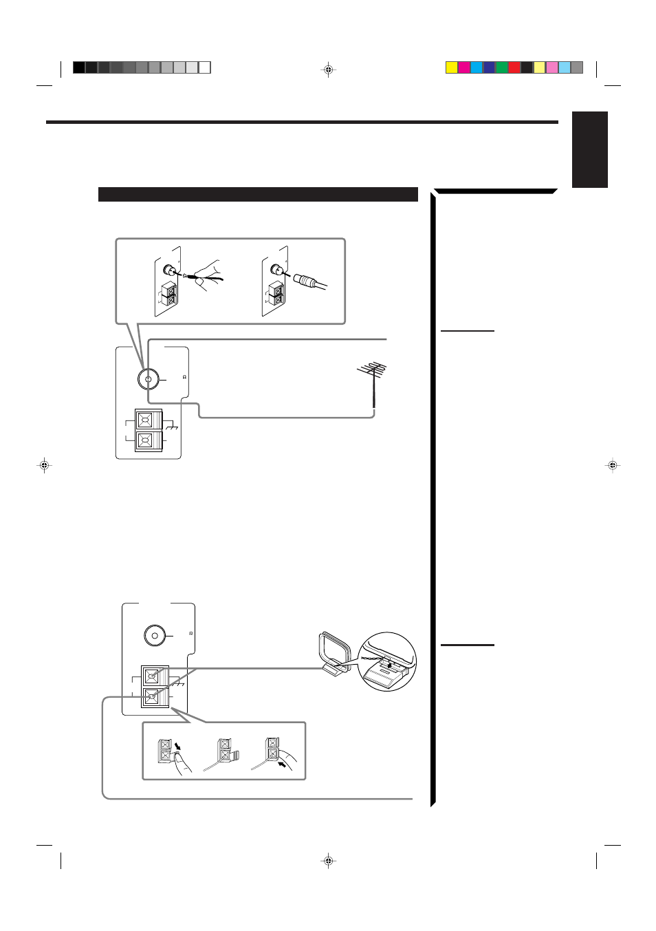 English, A. b, Fm antenna connections | Am (mw/lw) antenna connections | JVC RX-554RBK User Manual | Page 9 / 48