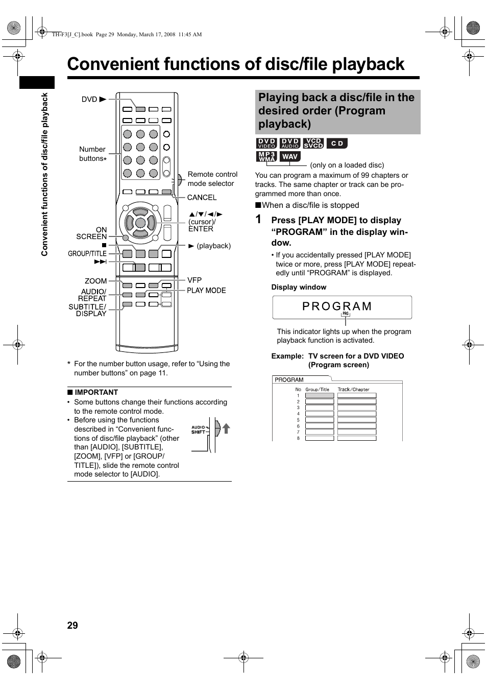 Convenient functions of disc/file playback | JVC TH-F3 User Manual | Page 34 / 68
