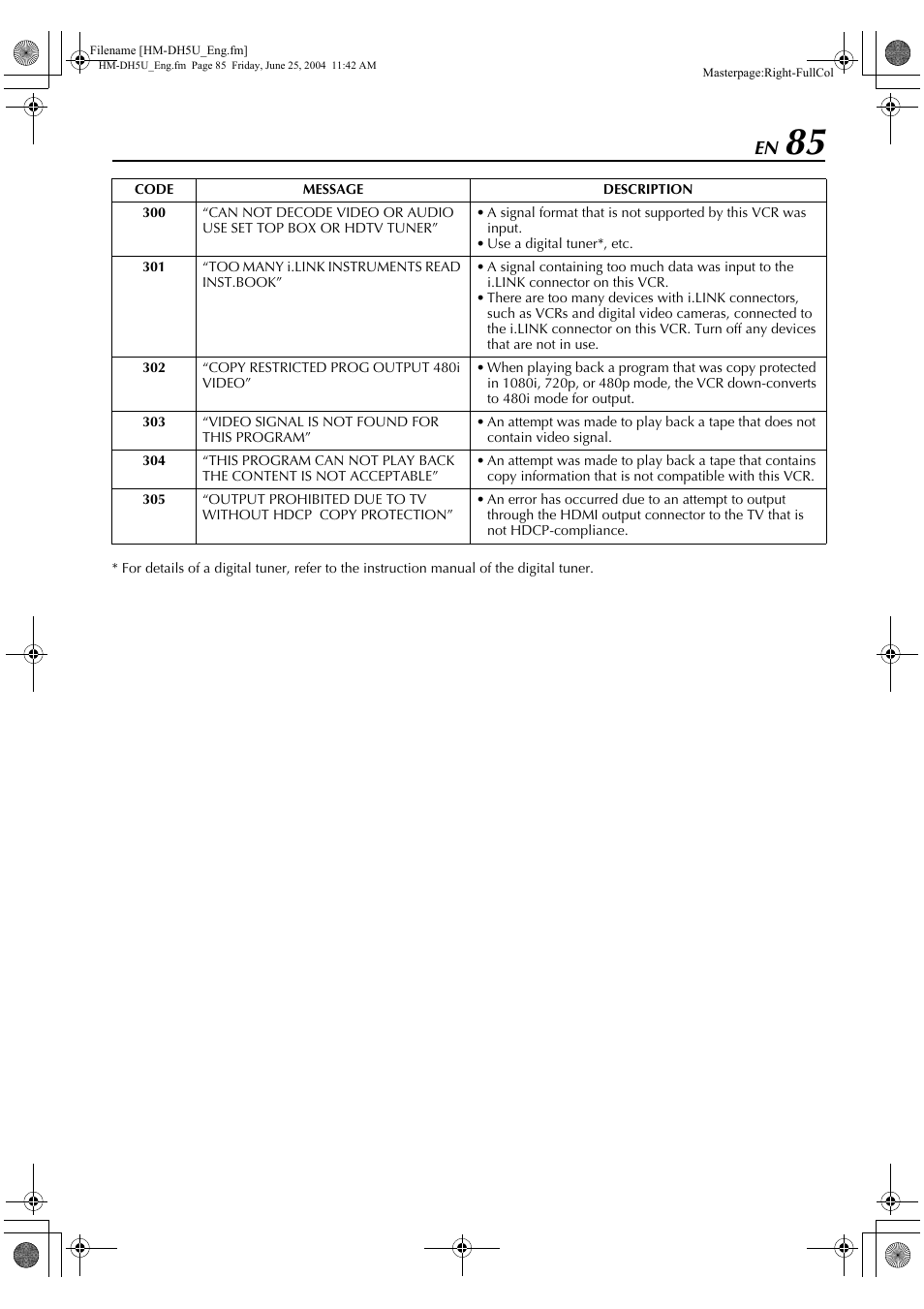 JVC HD-DH5US User Manual | Page 85 / 92