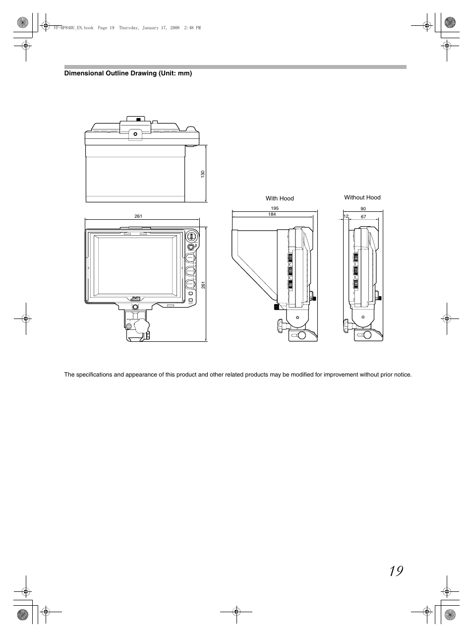 JVC ViewFinder VF-HP840U User Manual | Page 19 / 20