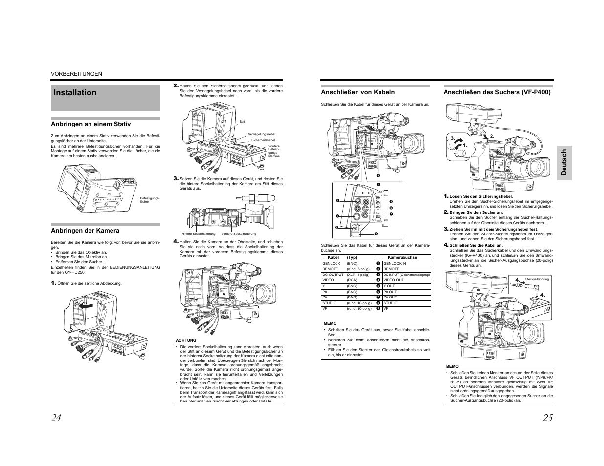 Installation | JVC KA-HD250 User Manual | Page 13 / 36