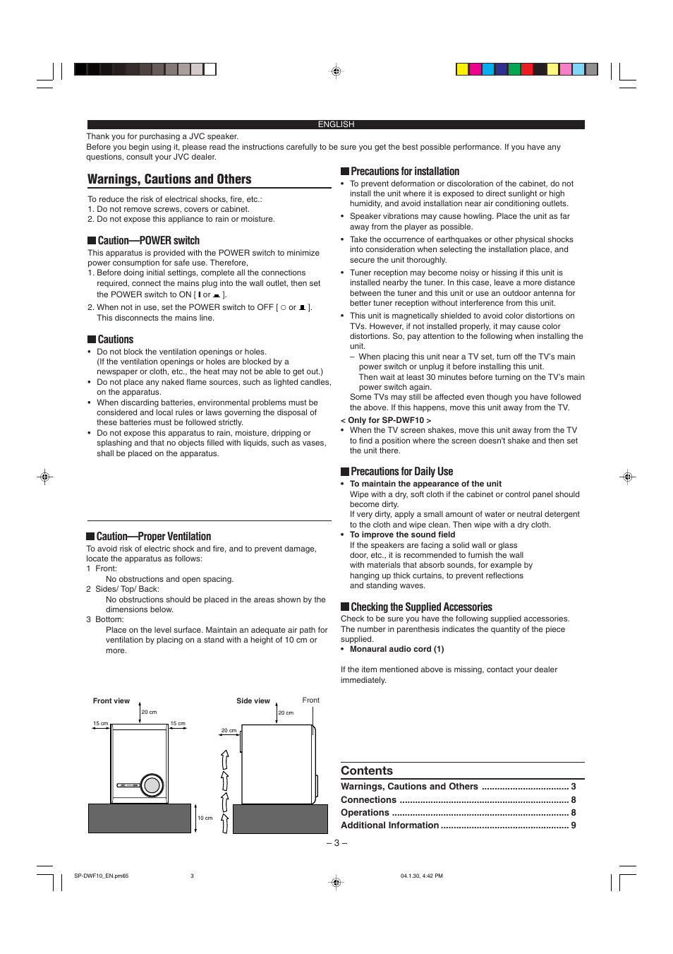 JVC SP-DWF10 User Manual | Page 3 / 16