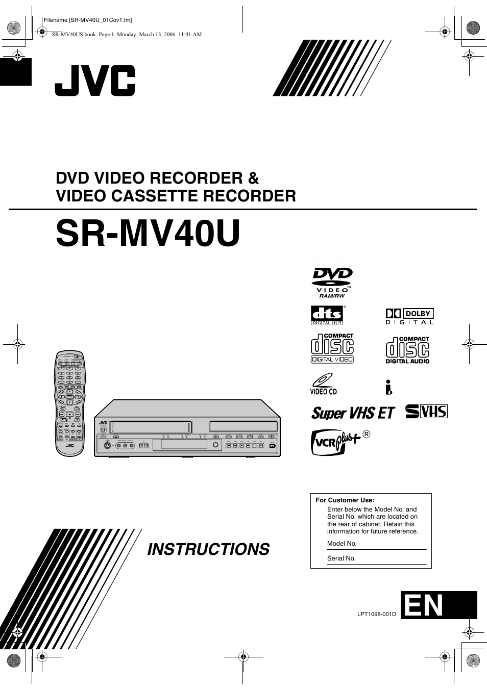 JVC SR-MV40U User Manual | 88 pages