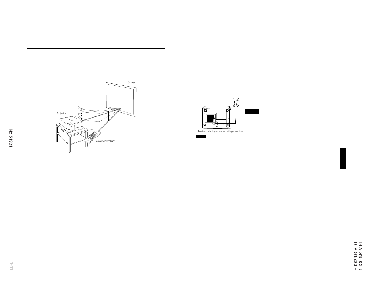 When installing (adjusting/setting) the unit | JVC DLA-G150CLE User Manual | Page 11 / 80