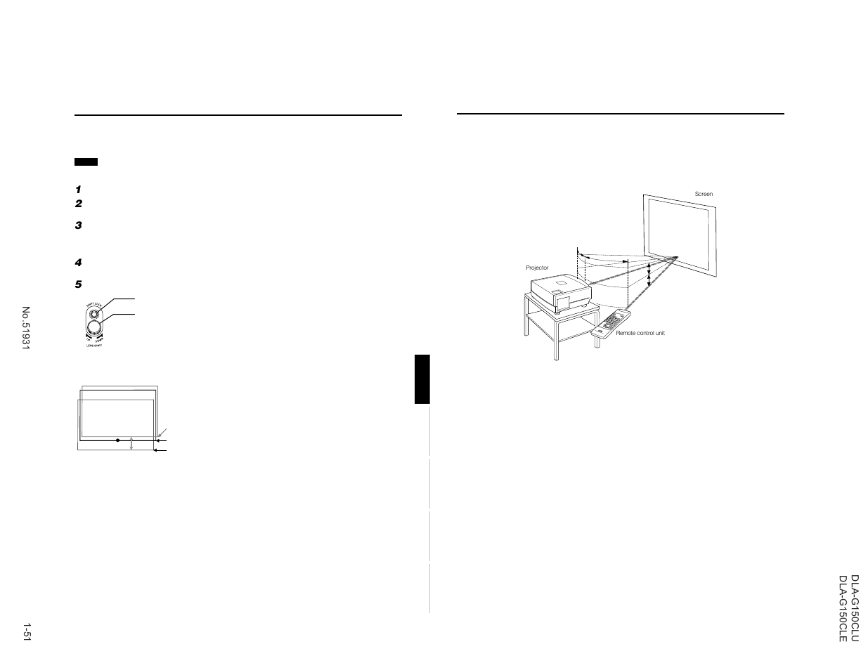 Setting the amount of lens shifting | JVC DLA-G150CLE User Manual | Page 51 / 80
