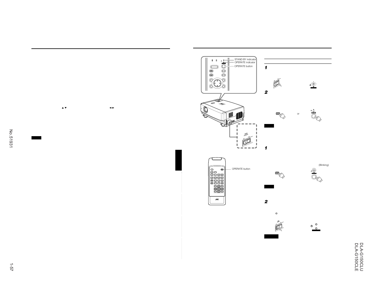 Basic operations, Rm-m160 remote control unit | JVC DLA-G150CLE User Manual | Page 57 / 80