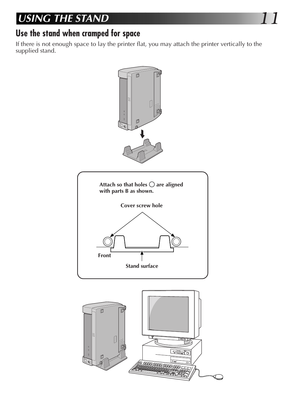 Using the stand, Use the stand when cramped for space | JVC GVSP2 User Manual | Page 13 / 36