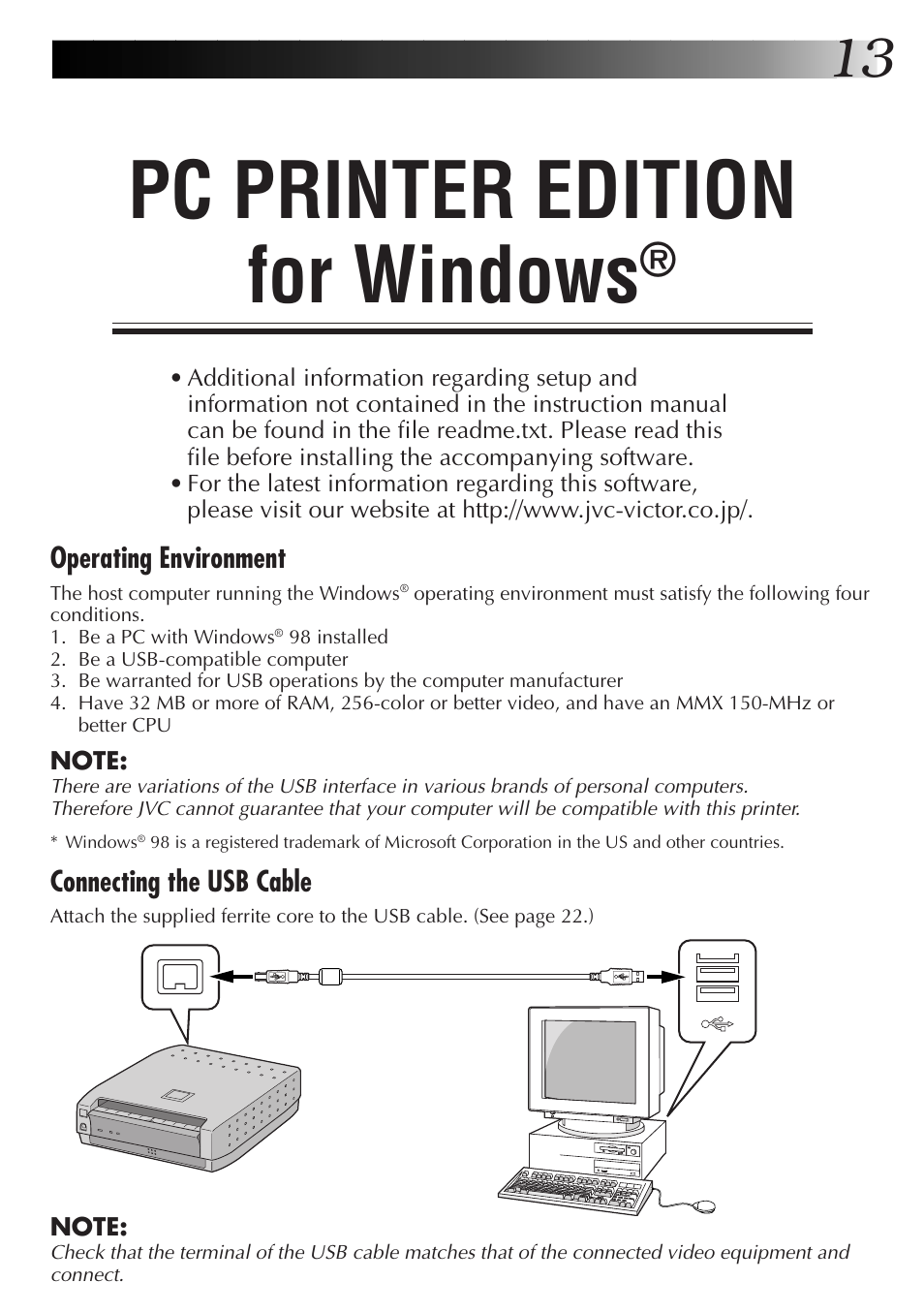 Pc printer edition for windows | JVC GVSP2 User Manual | Page 15 / 36