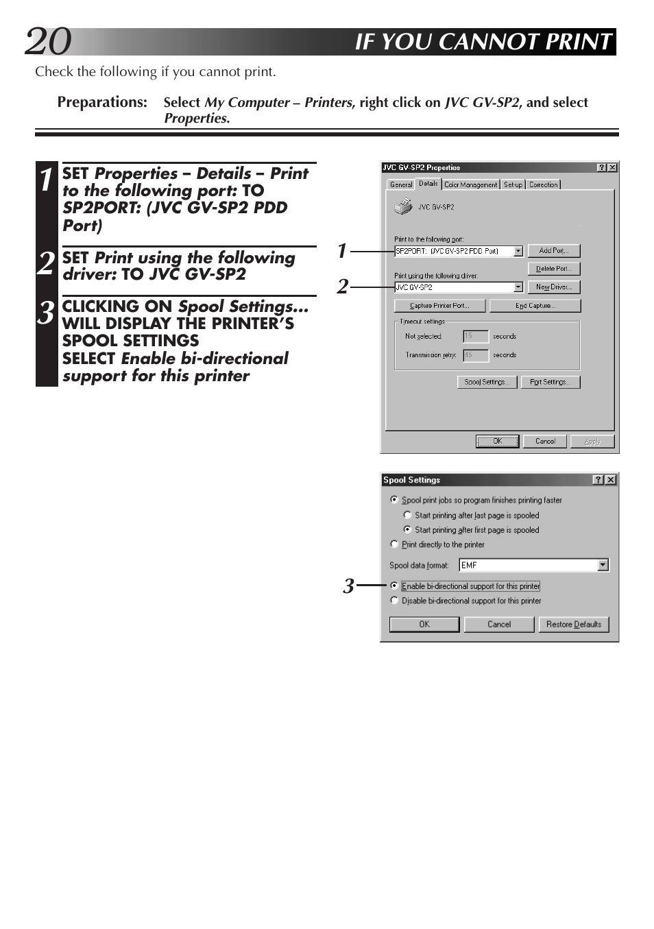 If you cannot print | JVC GVSP2 User Manual | Page 22 / 36